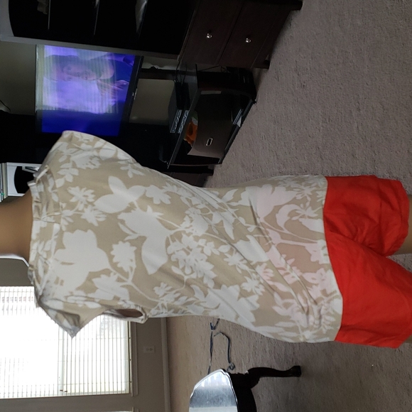 Anne Klein s ribboned vneck artsy floral stretchy flowy top - Picture 3 of 8